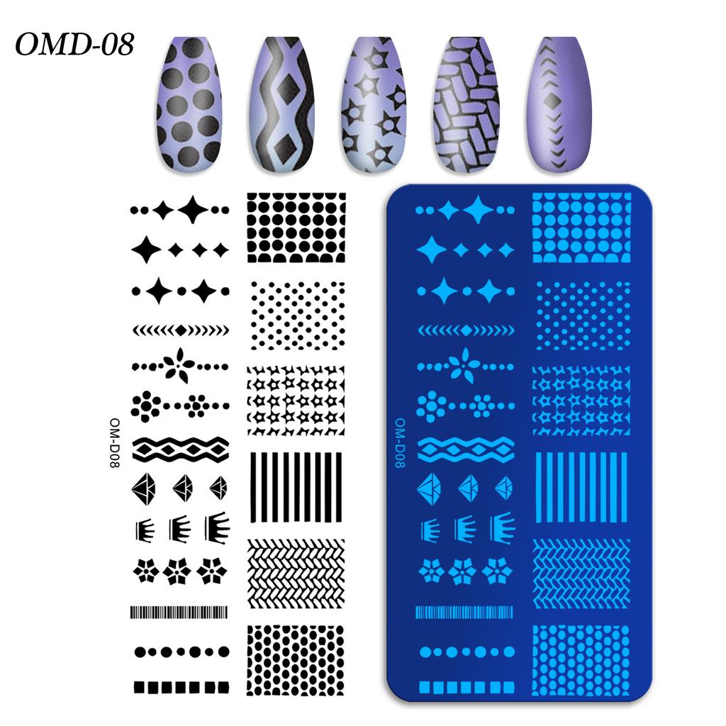 Nail Art Transfer Steel Plate, Rectangular Printing Oil Transfer Printing Steel Plate Blue Film Painted Board Omd Series