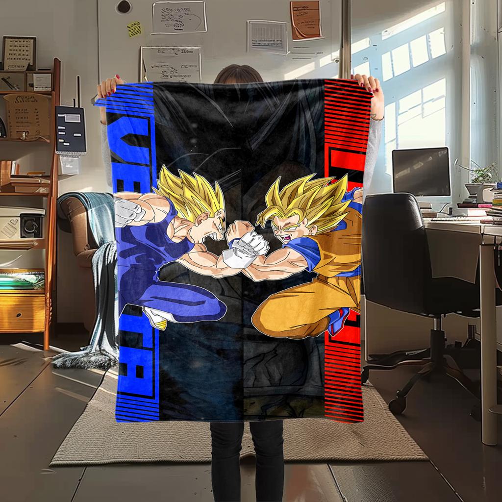 1 ks Flanelová deka s potiskem Dragon Ball Super, Vysoce kvalitní, Pro všechna roční období, Domácí dekorace, Teplo a pohodlí, Perfektní jako vánoční dárky