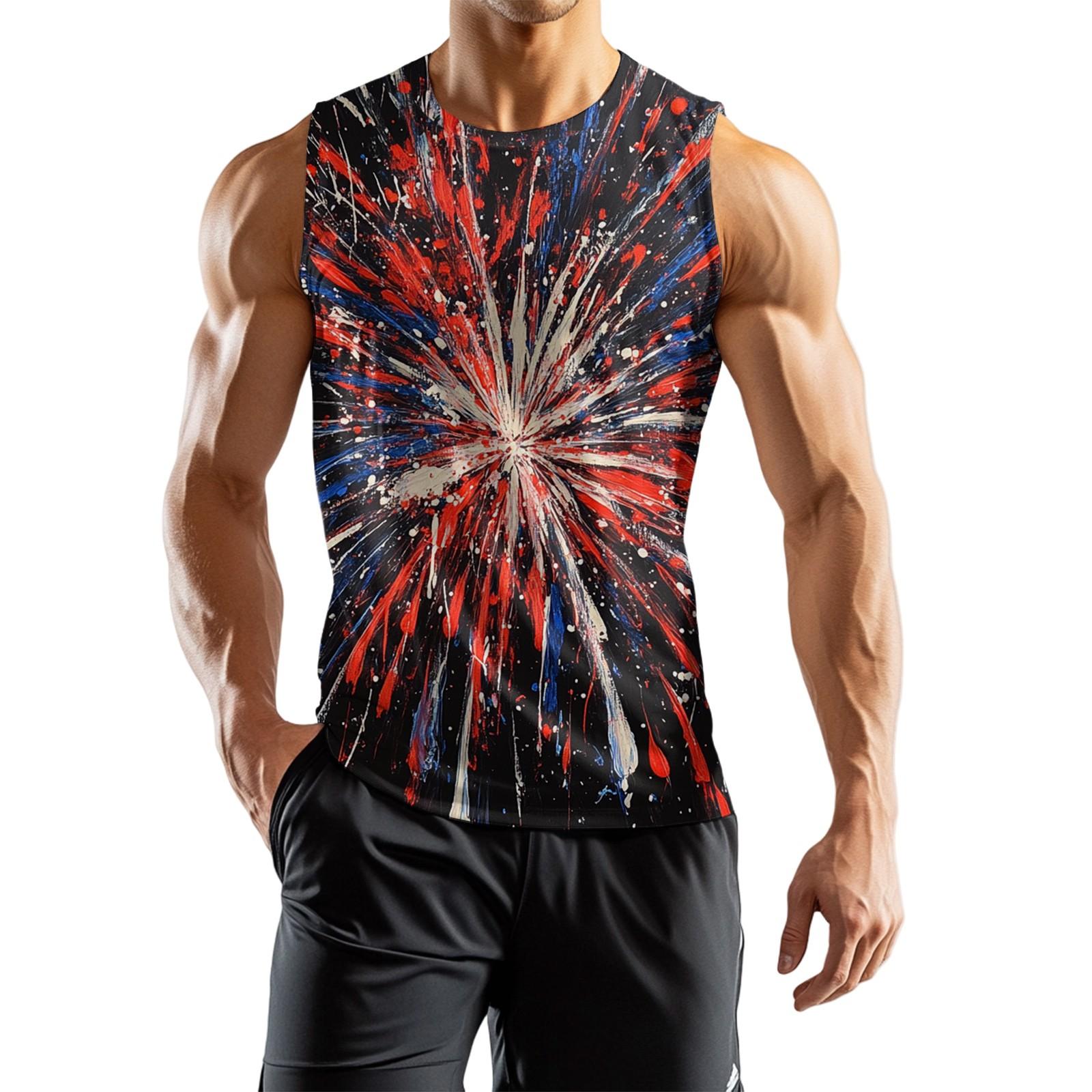 

Мужской спортивный жилет без рукавов с принтом ко Дню независимости S чёрный