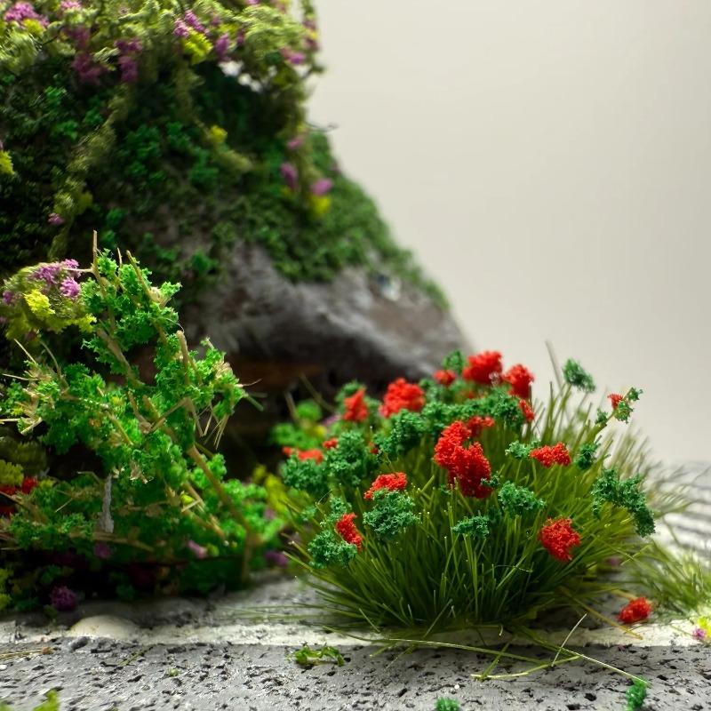 24pcs Realistic Mini Grass Clumps Dollhouse Micro Landscape Diy Garden Terrarium Diorama Building Model Landscape Accessories