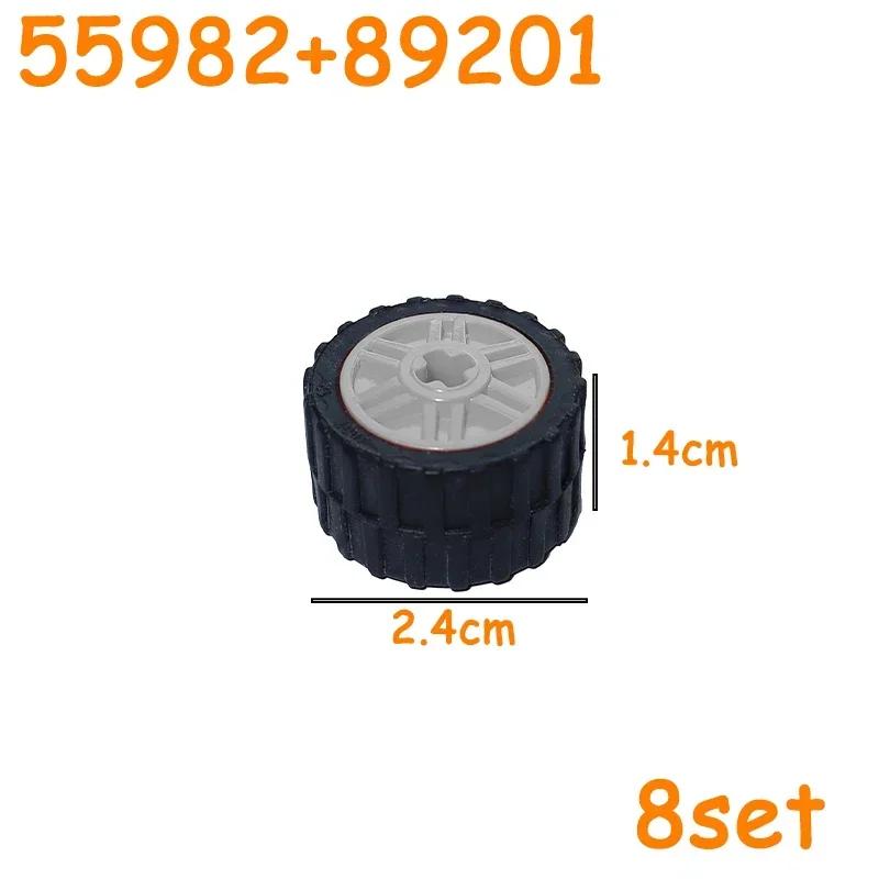 Non-Toxic Technical Tire Wheel Cross Hole Set Car Truck Wheels Hub Bricks Moc Motorcycle Tyre & Rim Construction Building Blocks Toys