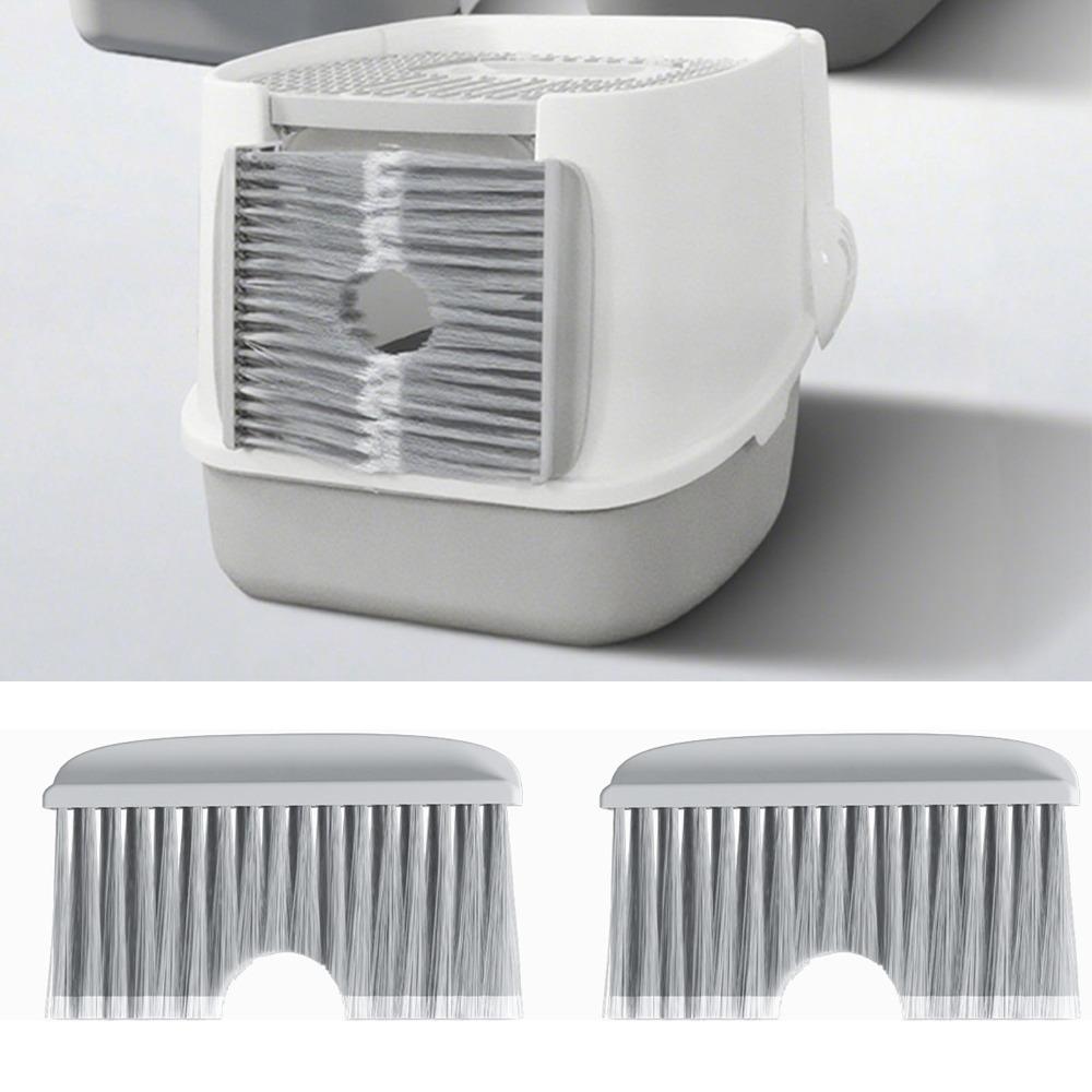A Pair Hanging Self Cleaning Hair Catcher Grey Cat Litter Box Floating Fur Brush Door Cat Door