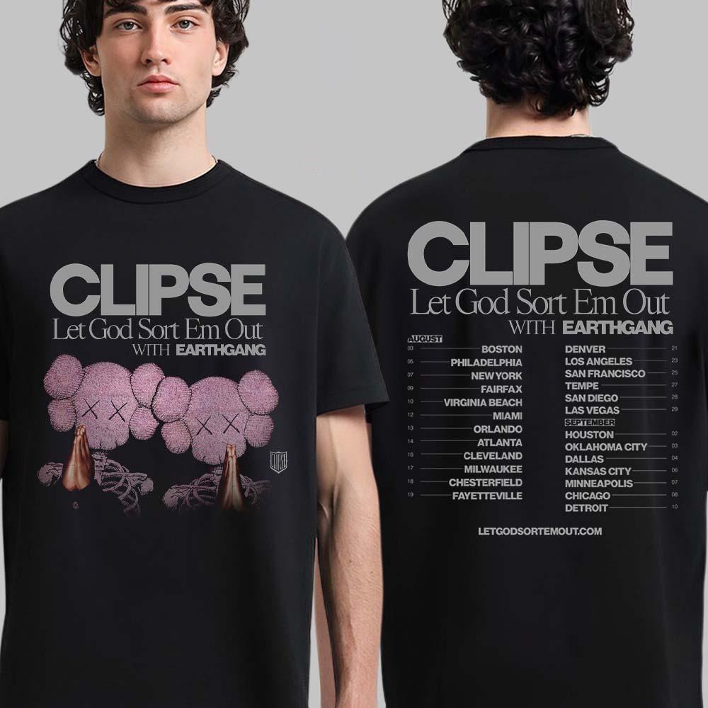 

Clipse Let God Sort Em Out 2025 North American Tour Cities Dates Two Sided Shirt L