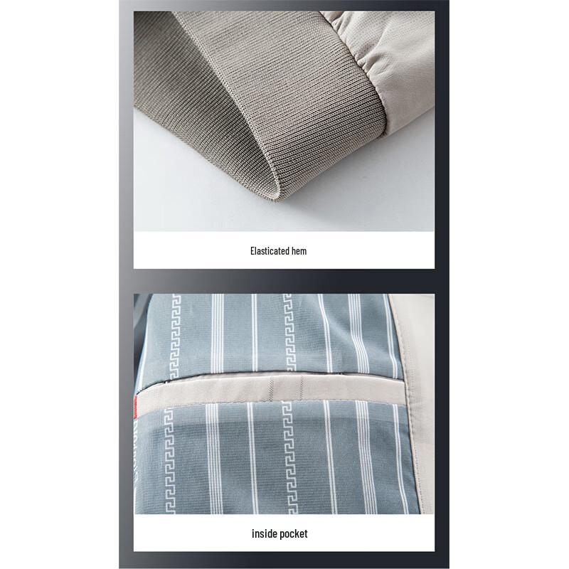 ROMON Men's Stand Collar Plaid Jacket