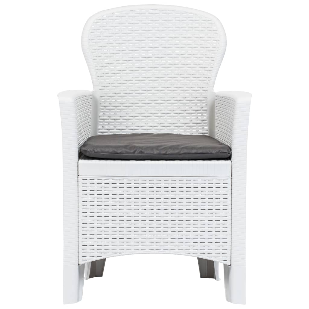 Garden Chairs 2 pcs with Cushions White Plastic Rattan Look