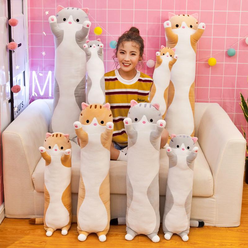 Long Cat Cartoon Pillow Animal Down Cotton Plush Stuffed Toy Decoration Holiday