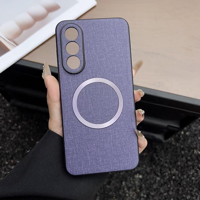 Magsafe Magnetic Plain Leather Case For OnePlus Nord 5 4 Ce 5 One Plus 13s 13T 13R 13 12 Ace 5 3 Cloth Wireless Charging Cover