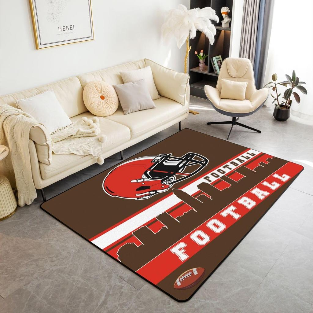 Erose Braut Fußball Stadt Bereichsteppich 4'11" x 3'3" Fußballteppich für Jungen Mädchen Braun Rot Rugby Spiel Teppich Fußballfans Schlafzimmer Dekor Sport B