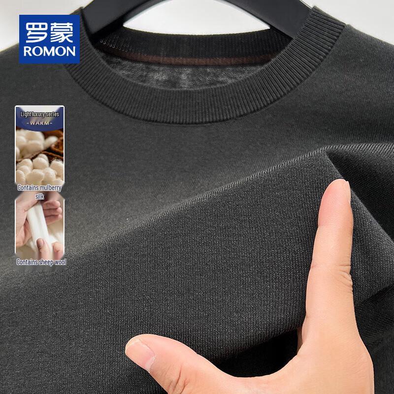 ROMON Men's Wool Blend Solid Round Neck Sweater