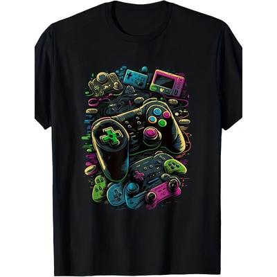 European Sizes Men's Regular Fit - Retro Style Game Controller Graphic Tee Comfortable Casual Fit for Men Short Sleeve T-Shirt for Men