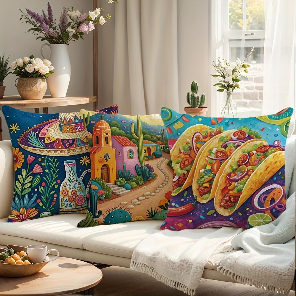 Exotic Mexican - style Pillow CoversLiving room sofa cushion cover, soft and comfortable, bedroom room decoration