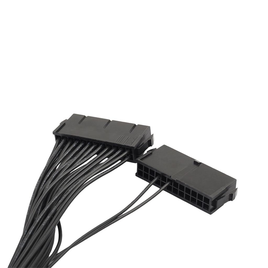 Cablu de prelungire a sursei de alimentare cu splitter dublu PSU cu 24 de pini pentru plăci de bază pentru minerit ATX Conector cablu adaptor pentru computer 30 cm/12 inchi