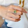 Bright Light Luxury Colored Treasure Ring Female, Adjustable Opening Olive Full Diamond Zircon Inlaid Diamond Jewelry Versatile