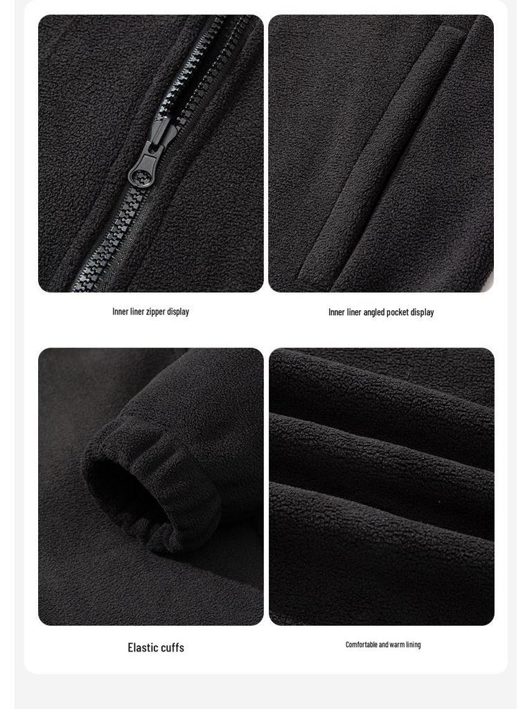 Fleece-Lined Waterproof Outdoor Shell Jacket with Logo: Autumn/Winter Work Uniform, 3-in-1 Design