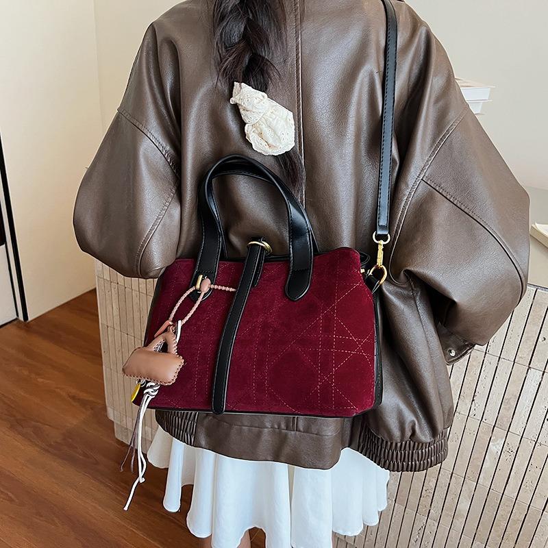 Frosted Rhombus Portable Bucket Bag Crossbody Bag Women's New Fashion Vegetable Basket Bag Crossbody Bag