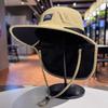 Summer Wide Brim Fisherman Hat Versatile Sun Shade Hat Drawstring Bucket Hats for Camping Hiking