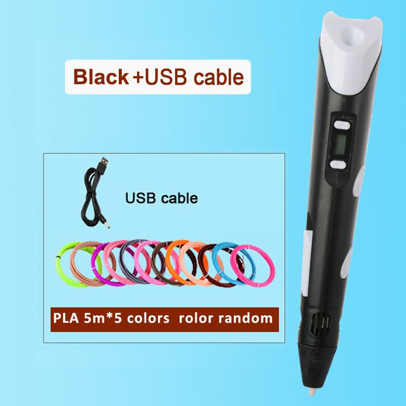 Electronic 3D Printing Pen With LED Display 25M PLA Filament Children USB Drawing Tool Drawing Toy DIY Christmas Birthday Gift