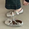 Women's Ballet Shoes French Elegant Lace Bow Mary Jane Single Shoes Beautiful Summer Fashion Pearl