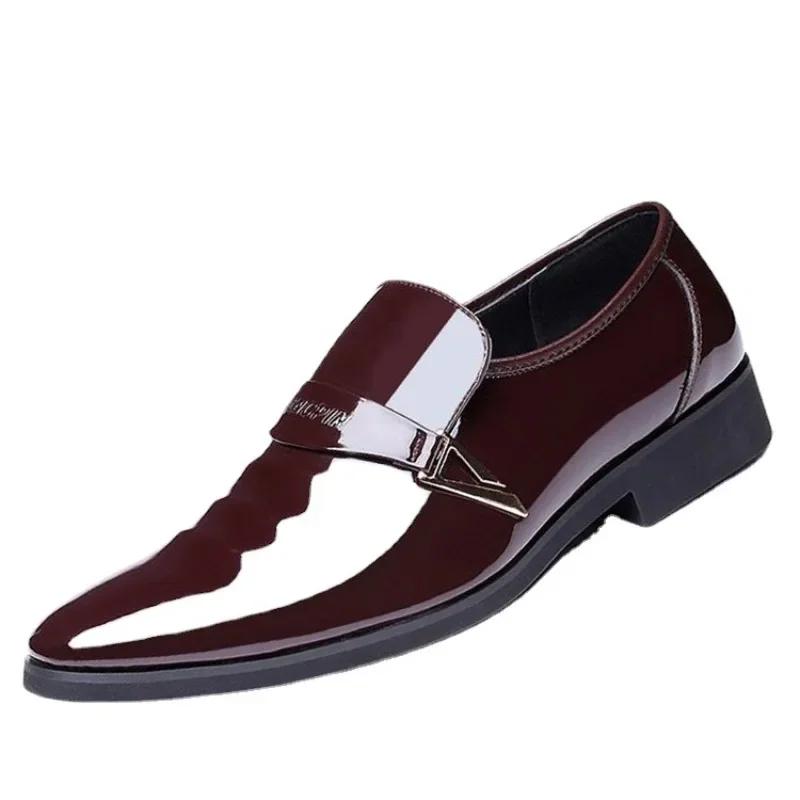 Fashion Men Shoes Casual Business Leather PU Mesh Pointed Brown Man Mens Dress Loafers Luxury Social Men's Shoe Designer Black Wedding