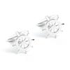 High End Electroplated Silver Helmsman Anchor Metal Cufflinks Men's French