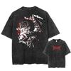 Berserk Manga T Shirt Harajuku Gothic Tshirt Washed Casual Oversized T-shirt Clothing Summer Short Sleeve Cotton Tees Streetwear
