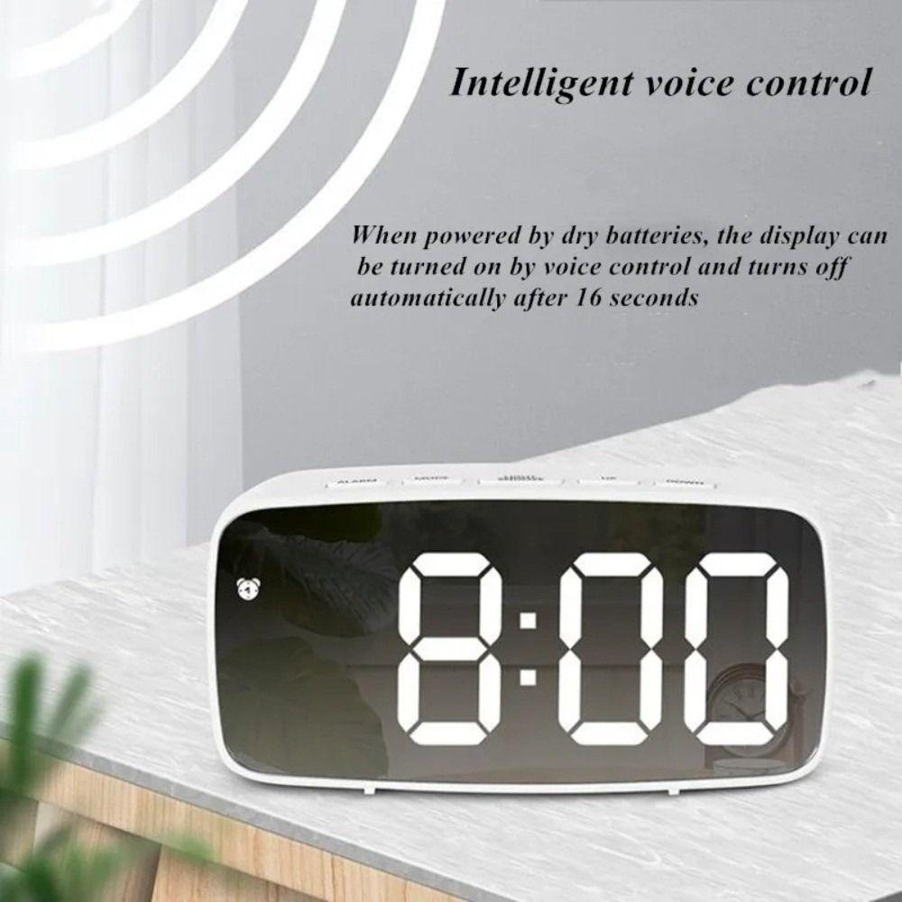 12/24H Display LED Desk Clock Temperature Display Mirror Digital Alarm Clock  Desktop