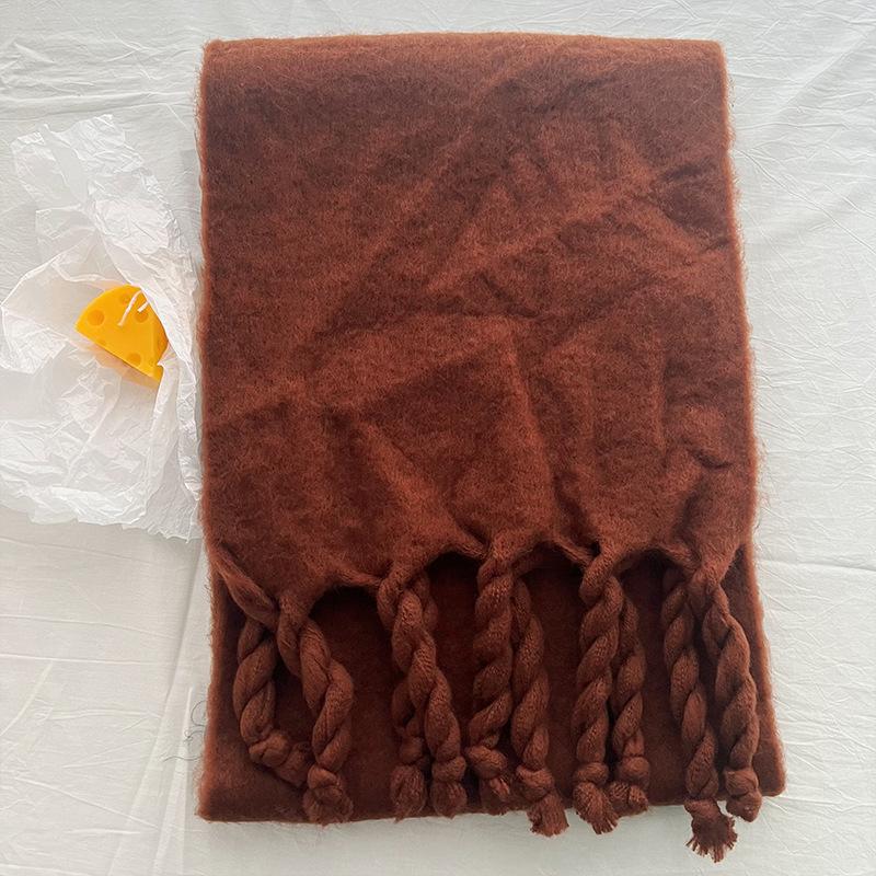 

Осенне-зимний утолщенный теплый мягкий восковой однотонный шарф Ins Braid Loop Yarn Shawl Scarf ONE SIZE