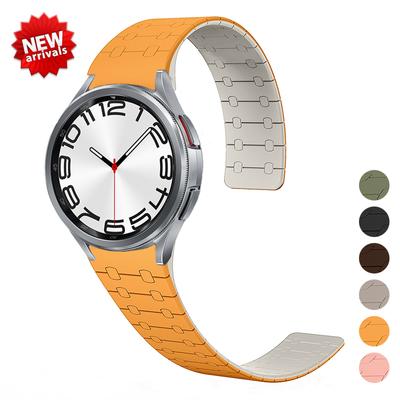 Pulseira magnética de silicone de 20 mm para Samsung Watch Galaxy4 6 Classic 43 mm 47 mm 42 46 mm 6 5 4 44 40 mm Sem lacunas Pulseira 5Pro 45 mm