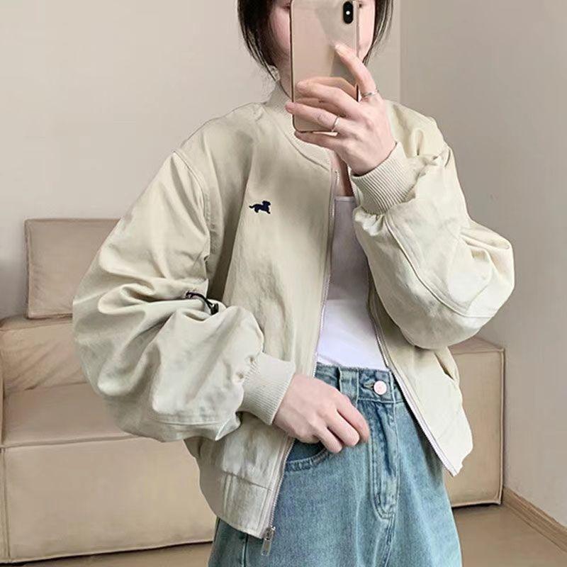 Damenmode Lockerer Lässiger Stil Frühlings-Baseballjacke Vielseitiges Dünnes Oberteil Normale Passform Langärmige Oberbekleidung