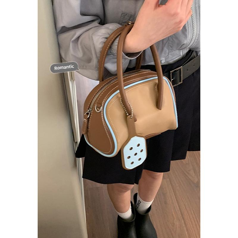 Hand Carry High-end Contrasting Color Baseball Bag Women's 2025 Korean Version of the New Fashion Casual Shoulder Bag Versatile Commuter Women's Bag
