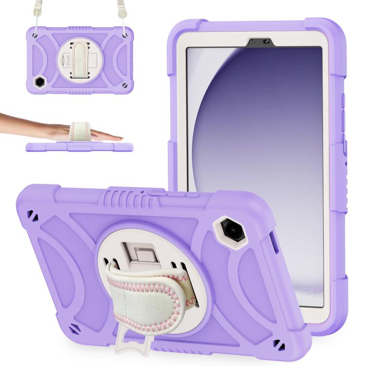King PC Hybrid Silicone Tablet Case With 360° Rotatable Holder Hand Strap & Shoulder Strap For Samsung Galaxy Tab A11+ / A9+