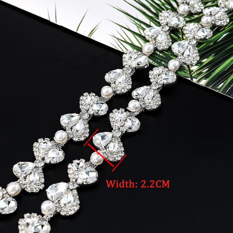 10 Yards Strassketten-Borte Glänzende Kristall-Diamant-Accessoires Eingelegte Perlen DIY Bastel-Geschenk-Dekoration Diamant-Metallkette