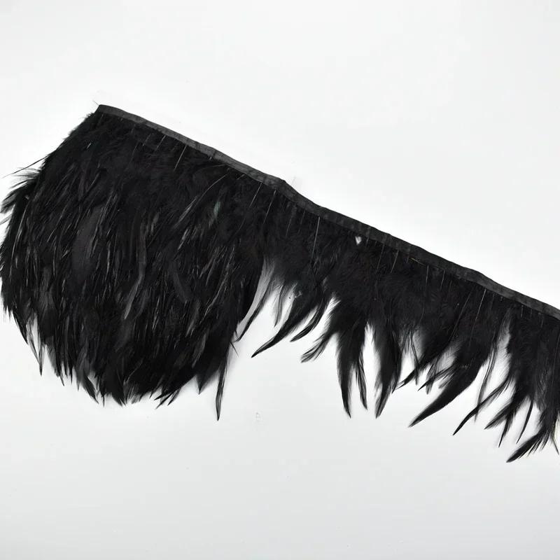 10Meters Saddle Pheasant Feathers Fringe for Clothes Ribbon Cock Feather Trim Flecos Tassel Needlework Decoration Sewing Decor