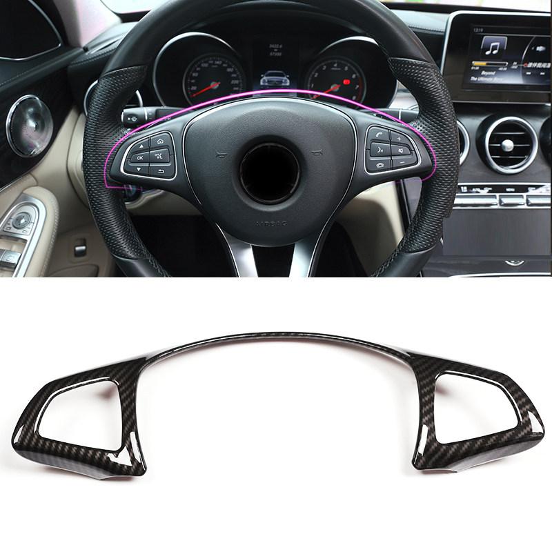 Für Mercedes Benz C E GLC CLA Klasse W205 W213 X253 Lenkradrahmen-Abdeckung Verkleidung mit Carbonfaser-Textur