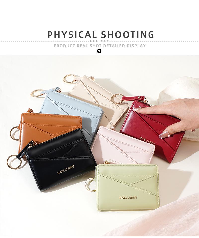 Women's Multi-Card Slot Holder: Anti-Magnetic Zipper Coin Purse, Portable Keychain Card Holder, and ID Storage Bag.