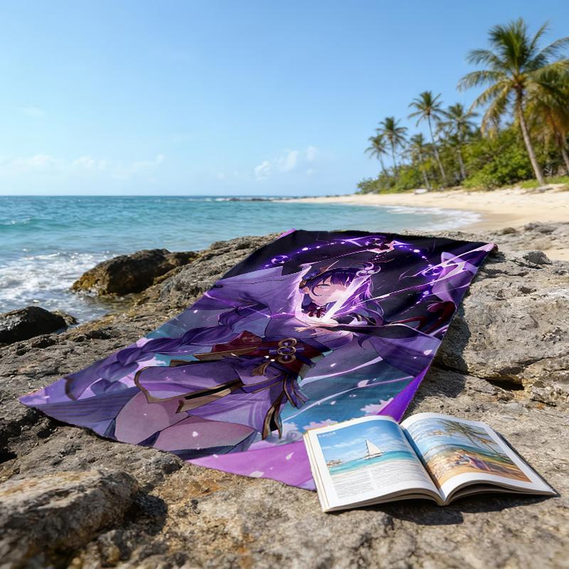 1pc Genshin Impact Beelzebul2 Beach Towel, Beach and Seaside Swimming Pool Equipment, Fashion Pattern, Rectangular, Travel Essentials