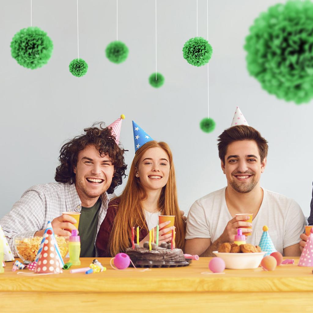 1pcs Set 7.8inch Green Paper For Birthday Party Hanging Flowers Pom Pom Paper Flower Balls Paper Pom Pom Paper Balls