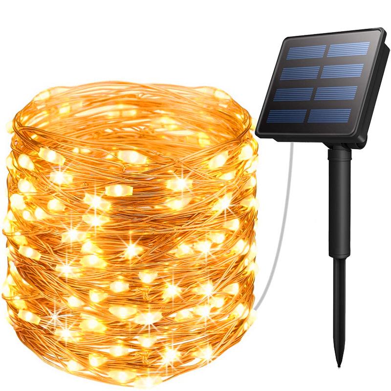 Outdoor LED Solar Copper Fairy Lights – Perfect for Christmas & New Year Decorations