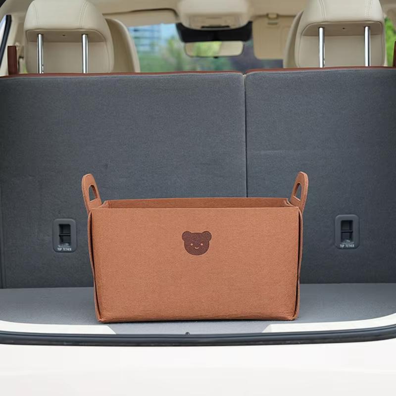 

Large Capacity Foldable Bear Cartoon Felt Car Trunk Storage Box Vehicle Organizer Basket for Automobile Rear Storage