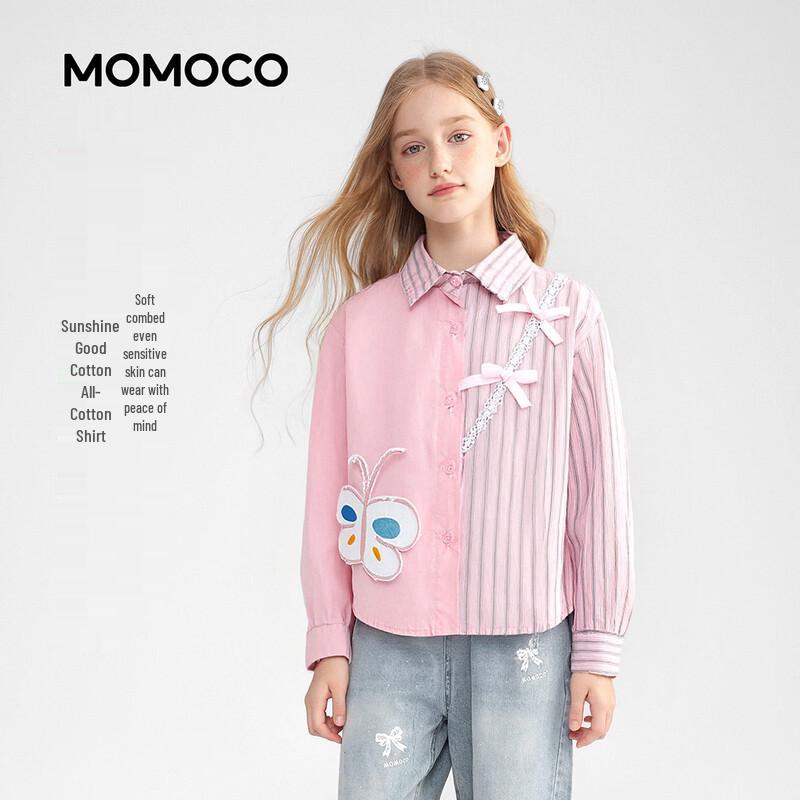 MOMOCO Девочки Весенняя Мода 2026 Рубашка в Стиле Color-Block