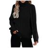 Women's  And Winter Loose Solid Color Stitching Long Sleeved Turtleneck  Knit Sweater Top