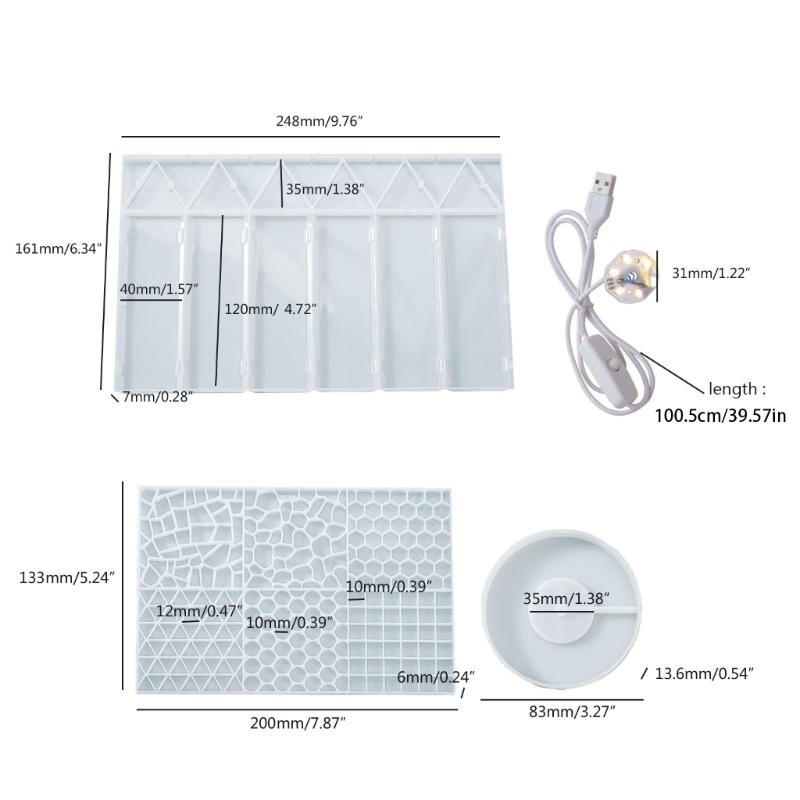 Hexagonal Light Resin Molds Mosaic Shape Decor Box Silicone Molds for Epoxy Resin Casting DIY Home Candlestick Ornament