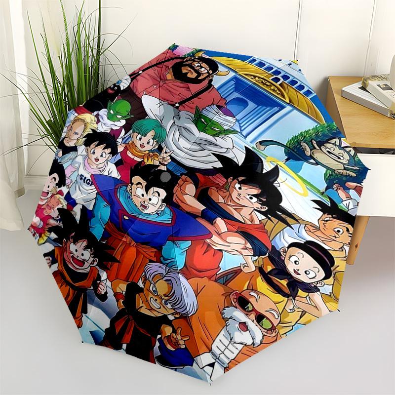 

1pc Dragon Ball Z Characters Outdoor Umbrella - Piccolo, Goku, Vegeta - Automatic Opening/Closing - Portable 3-Fold Design - 8-Rib Iron Frame - Ideal