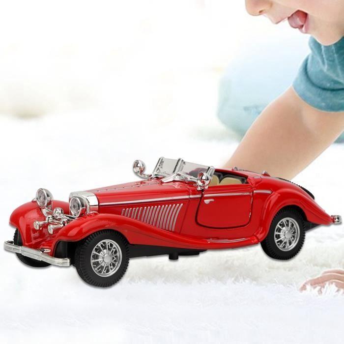 VGEBY Modèle De Voiture Vintage Child Kid High Simulation Sound Light Pull Back Car Toy Véhicule En Alliage (Rouge)
