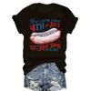 Womens Casual Crew Neck Short Sleeve T Shirt Regular Length Alphabet Pattern All Season You Look Like The 4th of July Hot Dog Graphic Pink Top