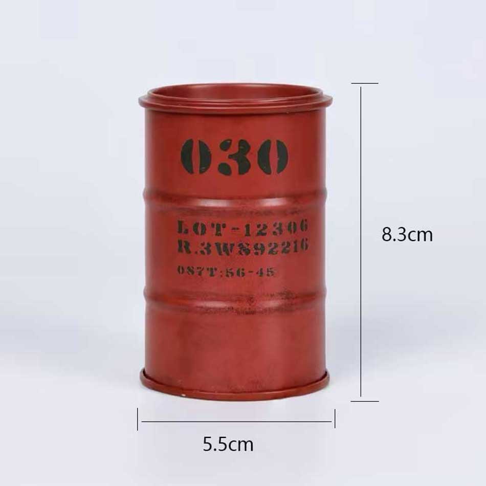 Iron Mini Oil Drum Model Chemistry Oil Drum Model Car Model Storage Box Desktop Decoration War Games Scene Model for Xmas Gifts