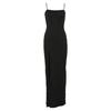 2026 European & American Fashion Slim Waist-Cinching Solid Color Slit Spaghetti Strap Dress for Women