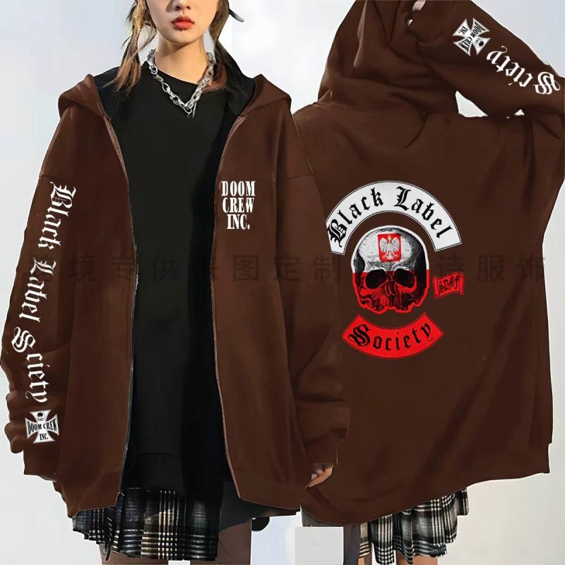 Sweat à capuche imprimé crâne Black Label Society Coupe ample Sweatshirt décontracté Garçons adolescents