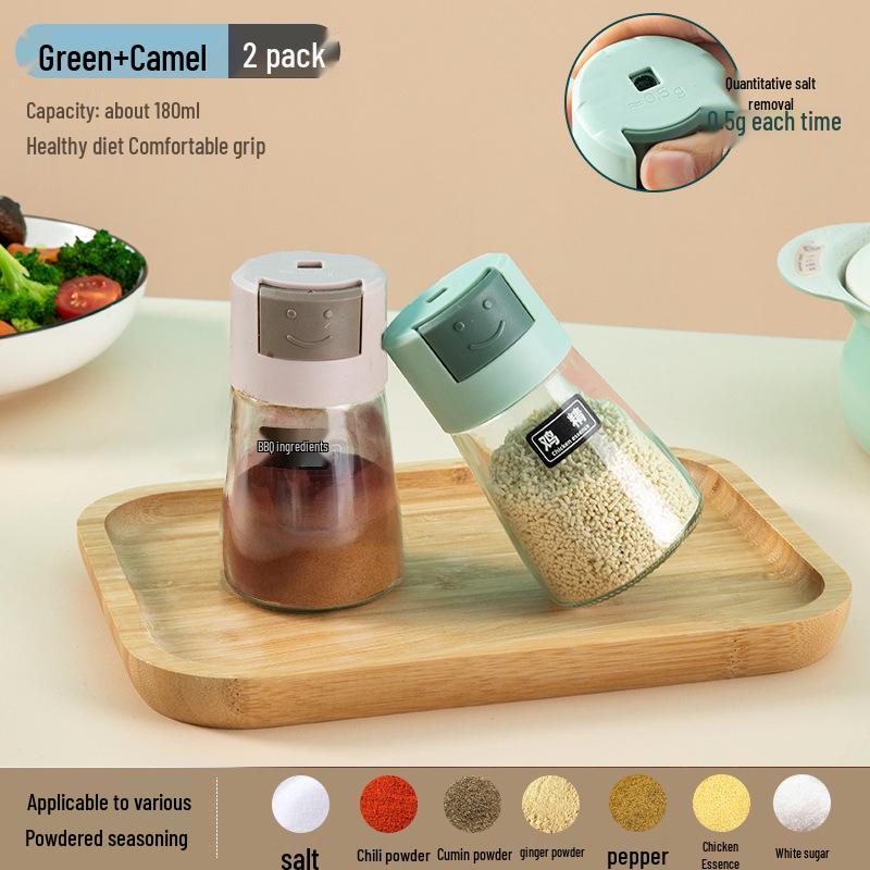 Press-Type Salt Control Glass Spice Jar - Moisture-Proof, Sealed, Ideal for BBQ & Kitchen