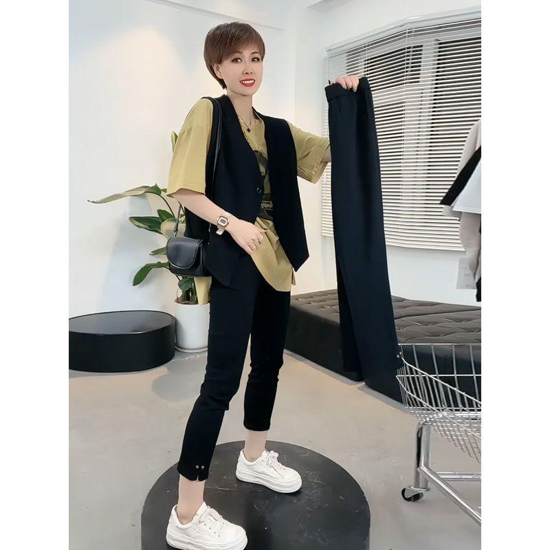 

Новые заклепки тяжелой промышленности Эластичные брюки-сигареты с высокой талией Ультратонкие Black S